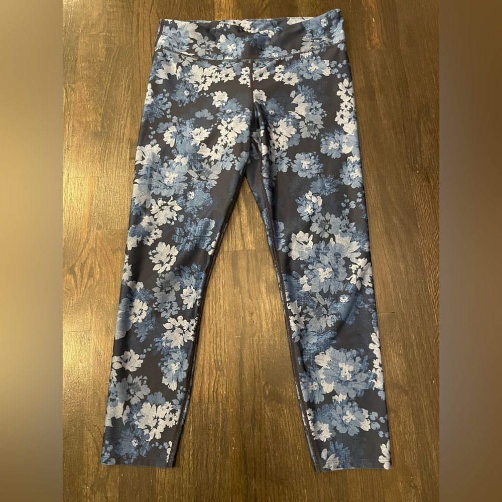 Joy Lab Navy Blue Floral Size Large Women's Leggings